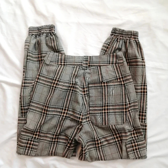 Urban Outfitters Plaid Cargo Jogger Pants High Rise Gray and Orange 26" Crop XS - Picture 7 of 16